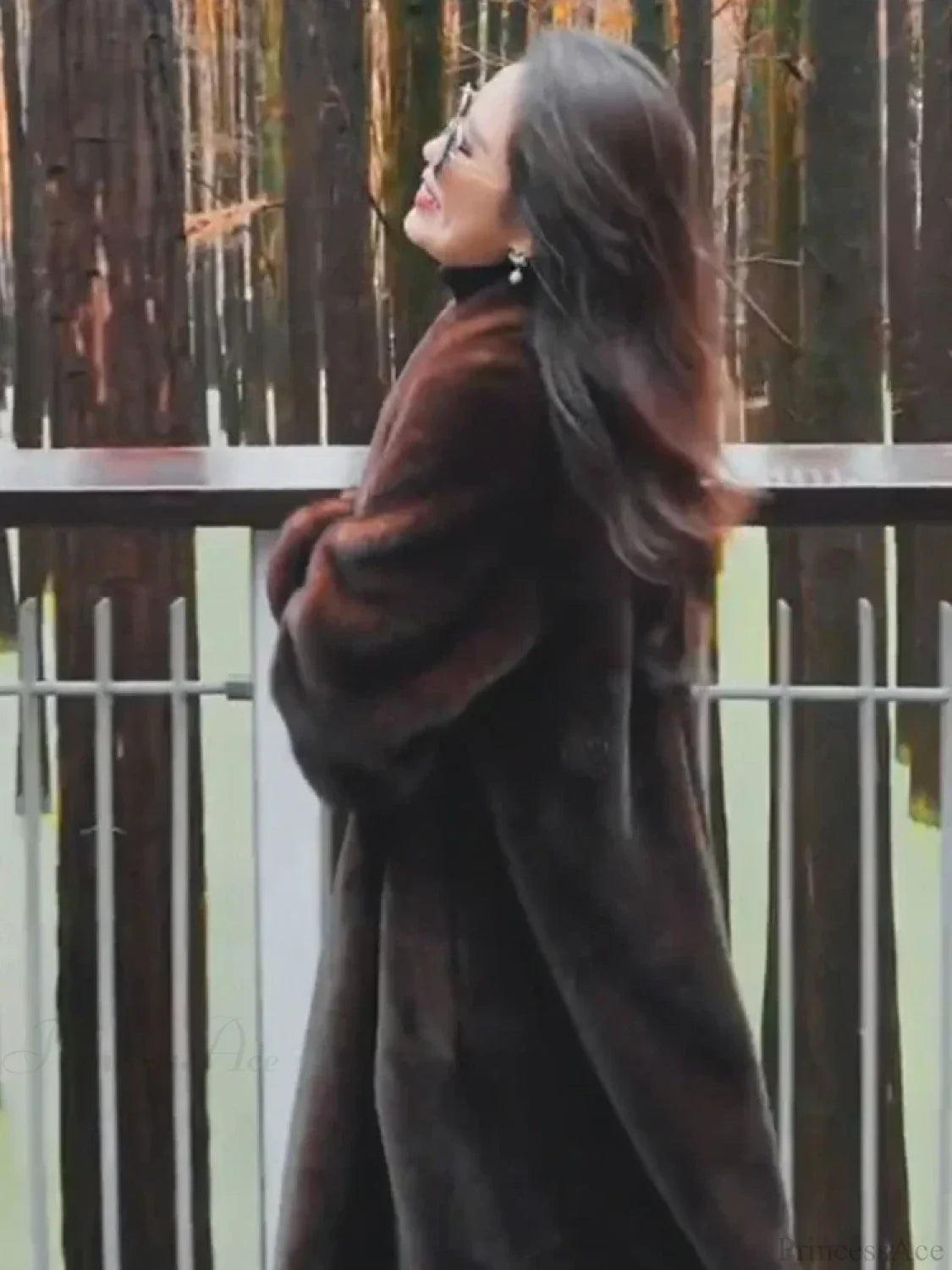 Faux Fur Lapel Plush Imitation Mink Overcoat image 5