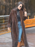 Faux Fur Lapel Plush Imitation Mink Overcoat image 4