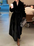 Faux Fur Lapel Plush Imitation Mink Overcoat image 1