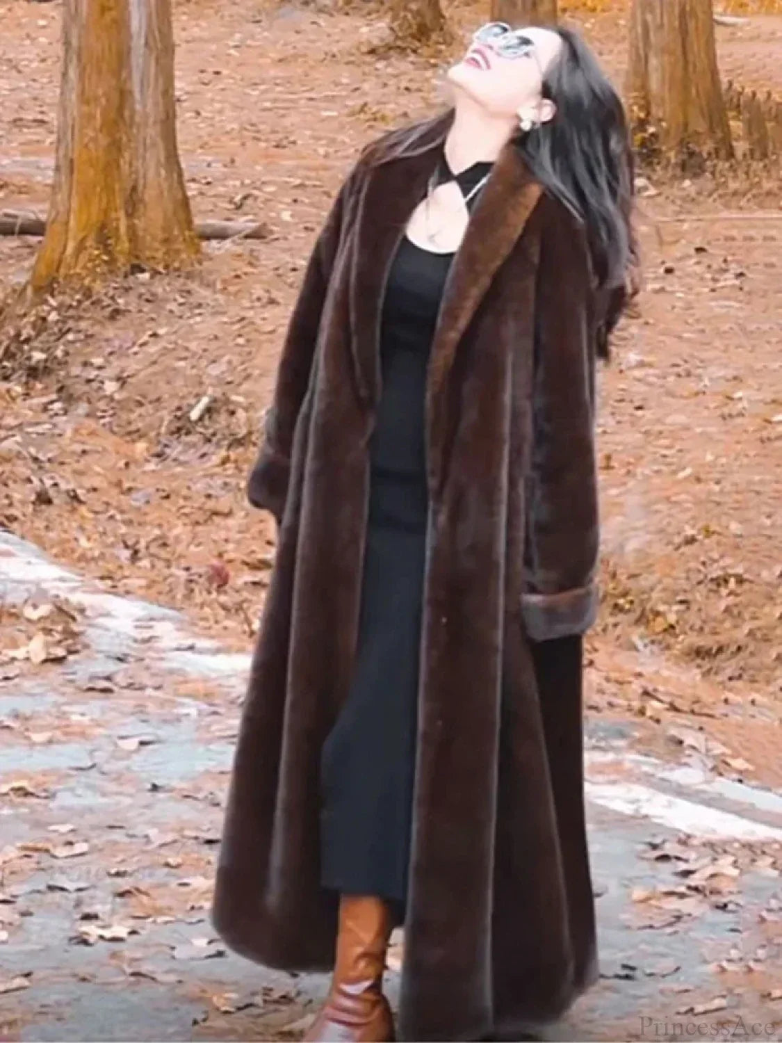 Faux Fur Lapel Plush Imitation Mink Overcoat image 3