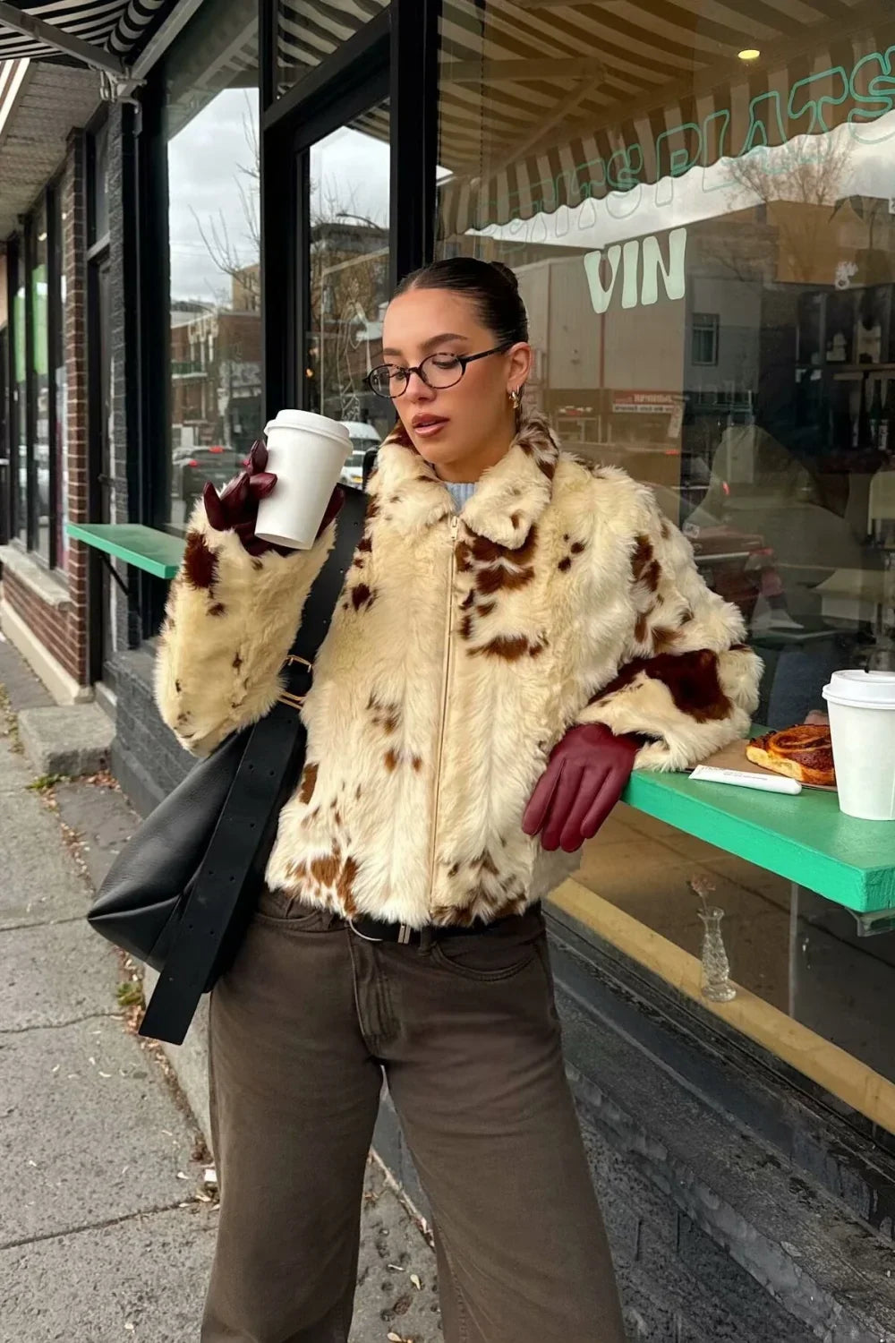 Faux Fur Leopard Print Fuzzy Warm Coat image 2
