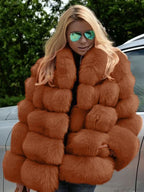 Faux Fur Patchwork Rabbit Fur Overcoat image 6