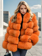 Faux Fur Patchwork Rabbit Fur Overcoat image 4