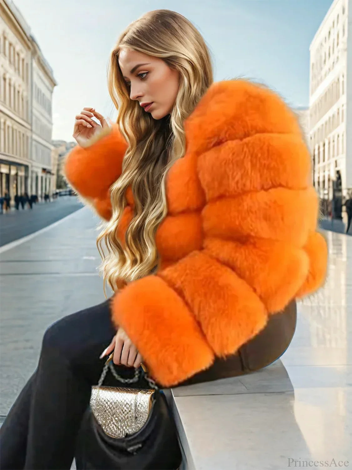 Faux Fur Patchwork Rabbit Fur Overcoat image 2