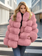 Faux Fur Patchwork Rabbit Fur Overcoat image 5
