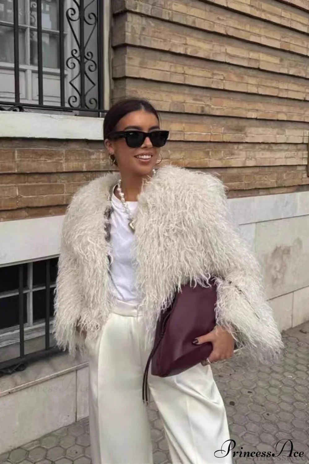 Faux Fur Short Warm Long-Sleeve Street Coat image 4