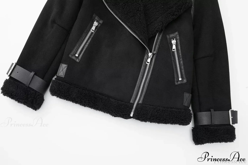 Faux Fur Stylish Double-sided Zipper Jacket image 15