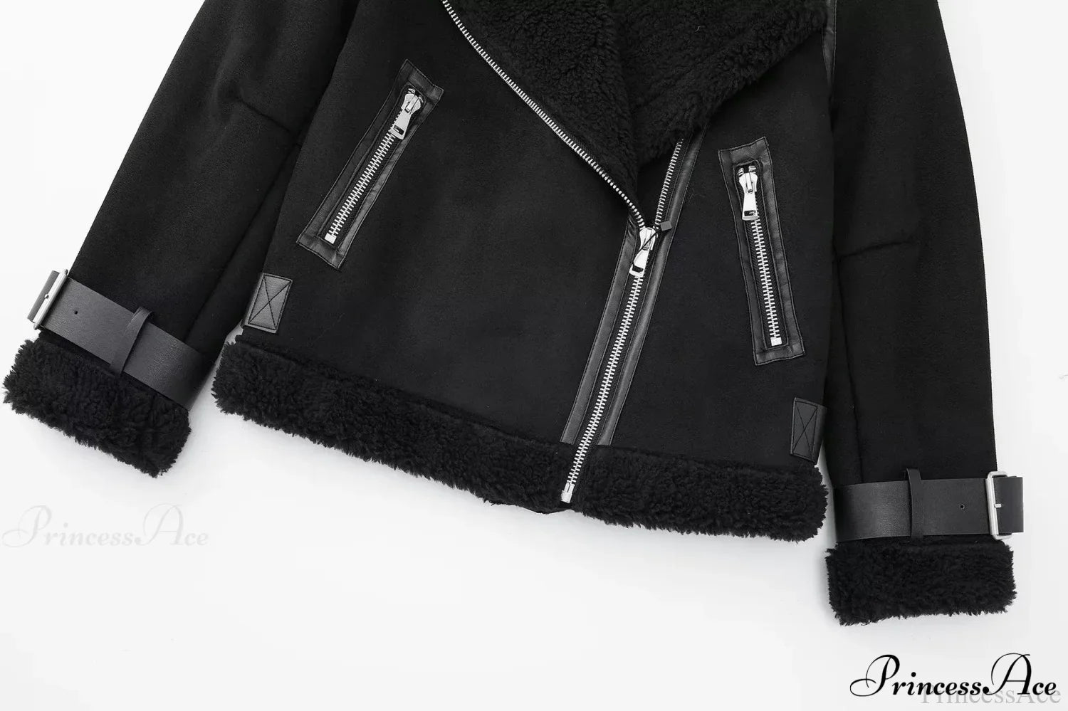 Faux Fur Stylish Double-sided Zipper Jacket image 15