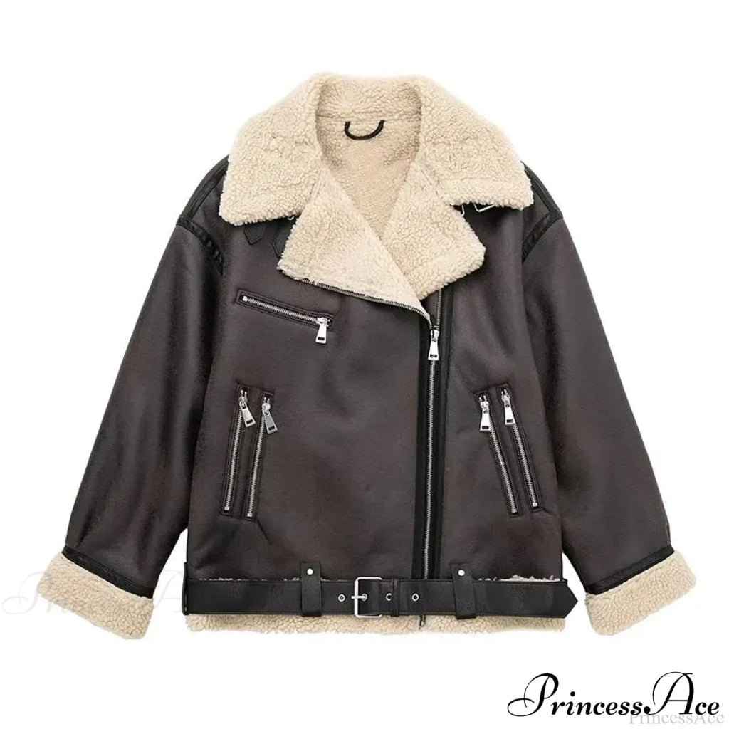 Faux Fur Stylish Double-sided Zipper Jacket image 10