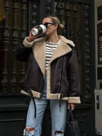 Faux Fur Stylish Double-sided Zipper Jacket image 2