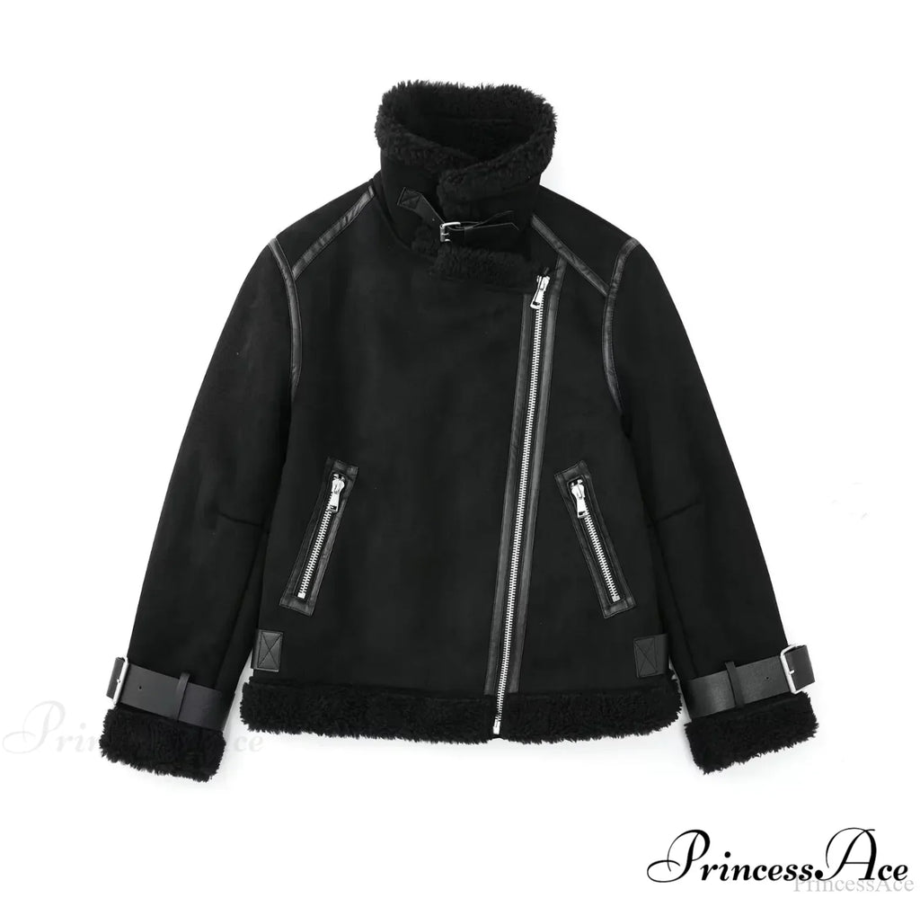 Faux Fur Stylish Double-sided Zipper Jacket image 11