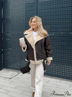 Faux Fur Stylish Double-sided Zipper Jacket image 4