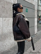 Faux Fur Stylish Double-sided Zipper Jacket image 5