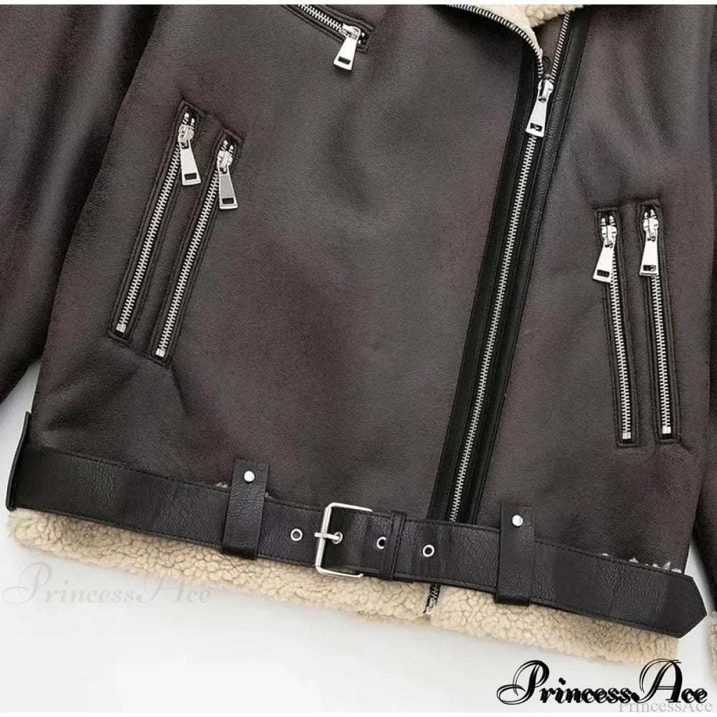 Faux Fur Stylish Double-sided Zipper Jacket image 7