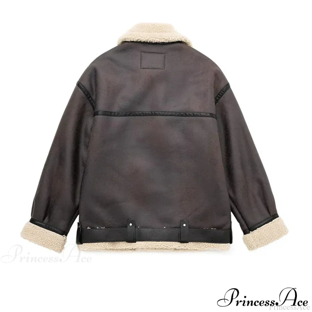 Faux Fur Stylish Double-sided Zipper Jacket image 9