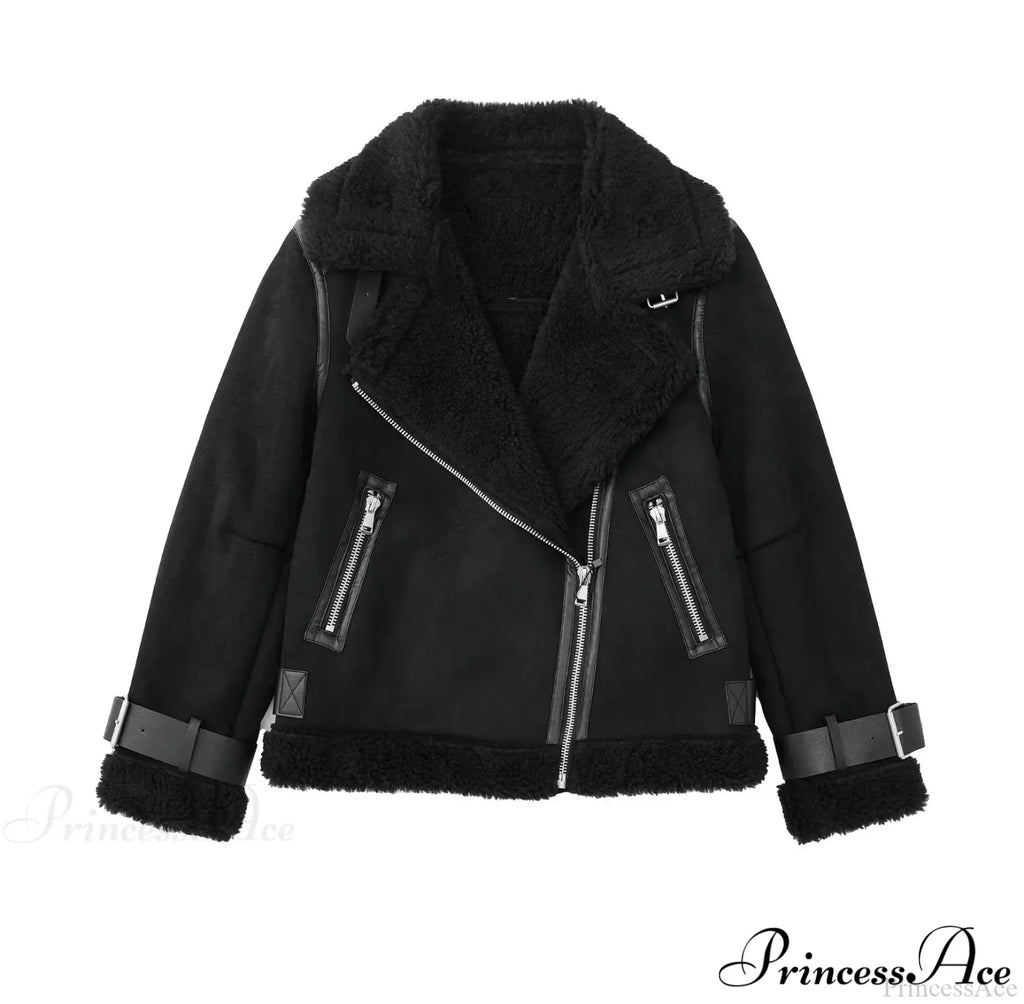 Faux Fur Stylish Double-sided Zipper Jacket image 12