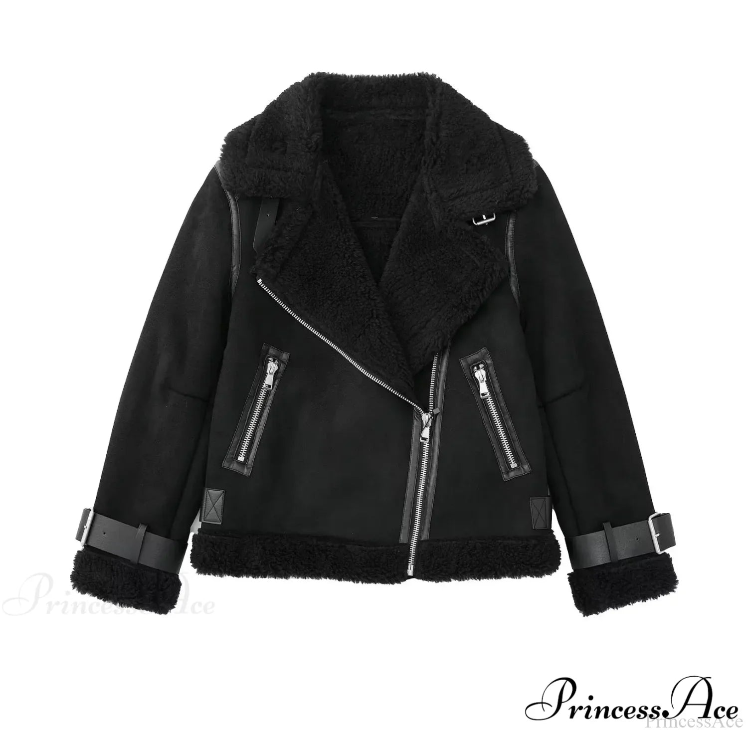 Faux Fur Stylish Double-sided Zipper Jacket image 12