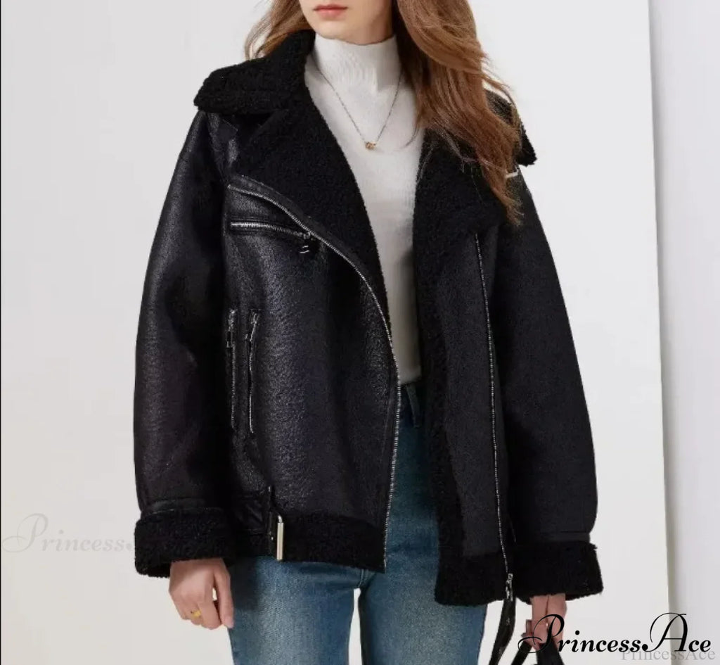 Faux Fur Stylish Double-sided Zipper Jacket image 6