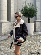 Faux Fur Stylish Double-sided Zipper Jacket image 1