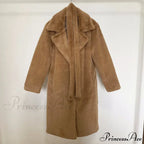 Faux Fur Stylish Long Belted Coat image 15