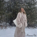 Faux Fur Stylish Long Belted Coat image 2