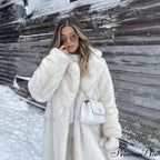 Faux Fur Stylish Long Belted Coat image 26