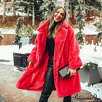 Faux Fur Stylish Long Belted Coat image 23