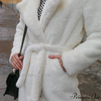 Faux Fur Stylish Long Belted Coat image 31
