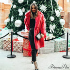 Faux Fur Stylish Long Belted Coat image 22