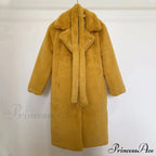 Faux Fur Stylish Long Belted Coat image 18