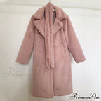 Faux Fur Stylish Long Belted Coat image 11