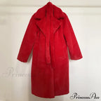 Faux Fur Stylish Long Belted Coat image 16
