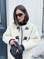 Faux Fur Stylish Plush Buckle Jacket image 3