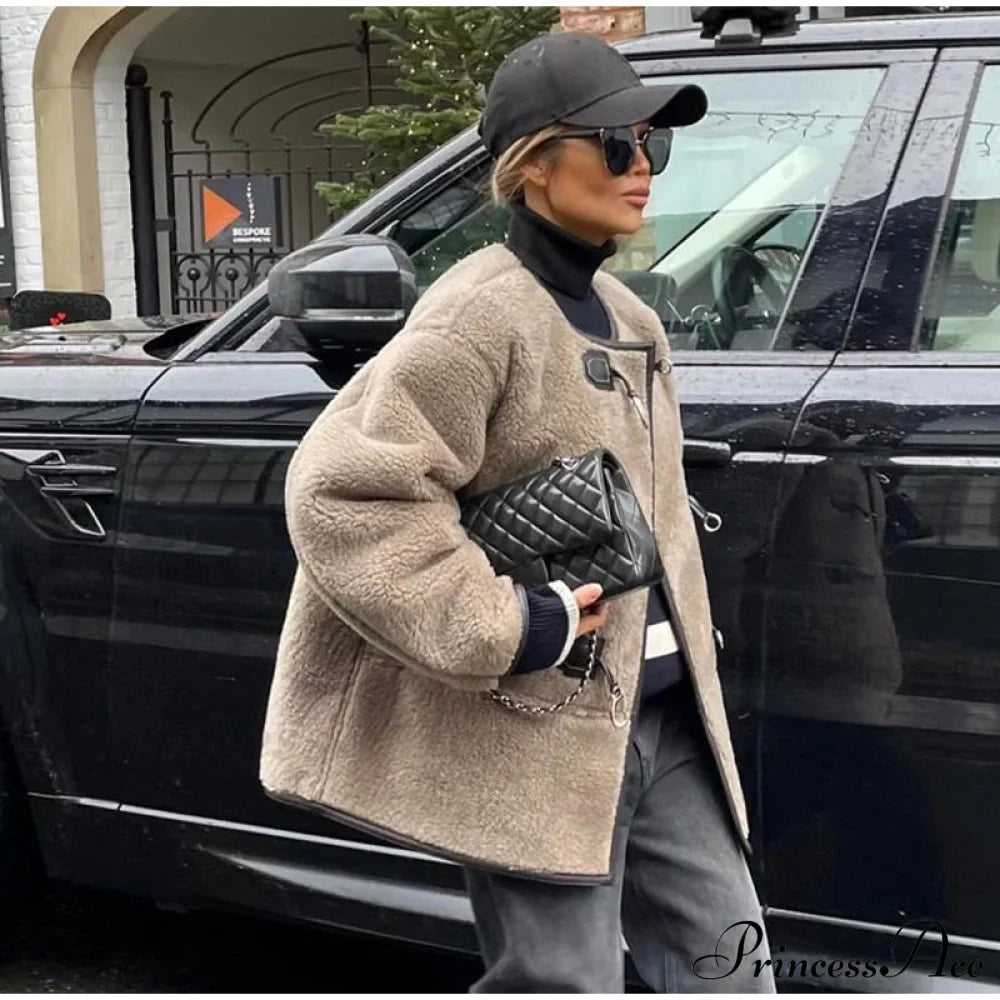 Faux Fur Stylish Plush Buckle Jacket image 15