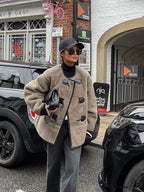 Faux Fur Stylish Plush Buckle Jacket image 6