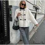 Faux Fur Stylish Plush Buckle Jacket image 11