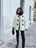 Faux Fur Stylish Plush Buckle Jacket image 7