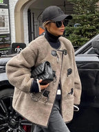 Faux Fur Stylish Plush Buckle Jacket image 4