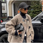 Faux Fur Stylish Plush Buckle Jacket image 13