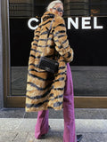 Faux Fur Tiger Striped Loose Overcoat image 1