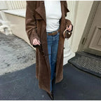 Faux Leather Lapel Double-Breasted Overcoat image 5