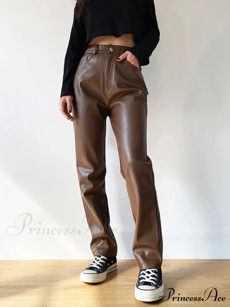 Faux Leather Wide Leg Pants image 2