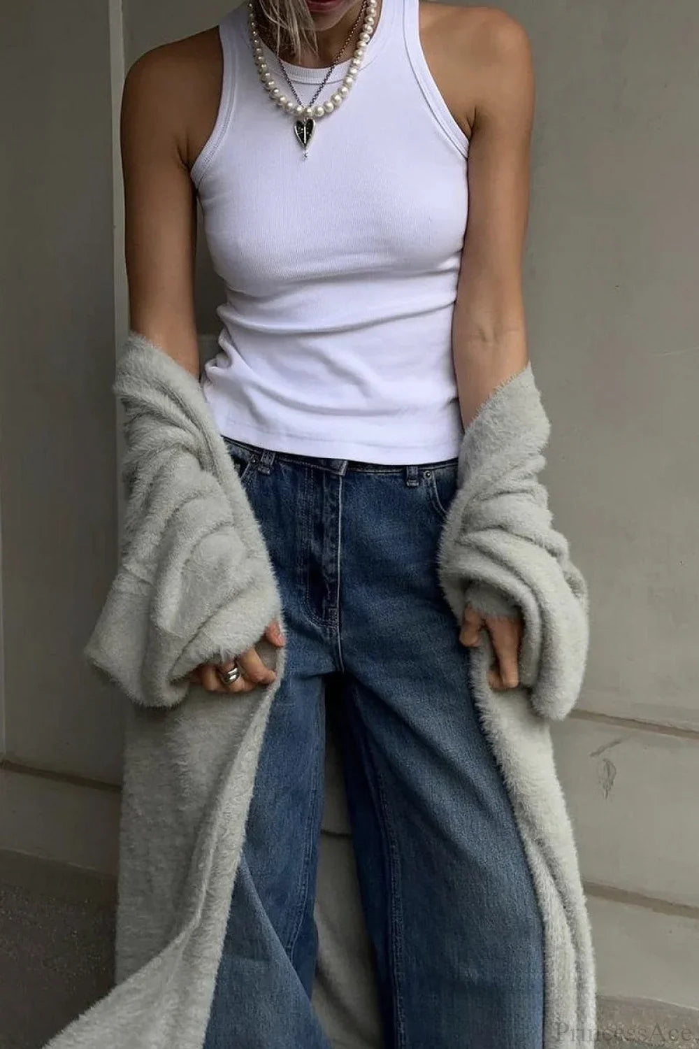 Faux Mink Fur Knit Plush Relaxed Longline Overcoat image 8