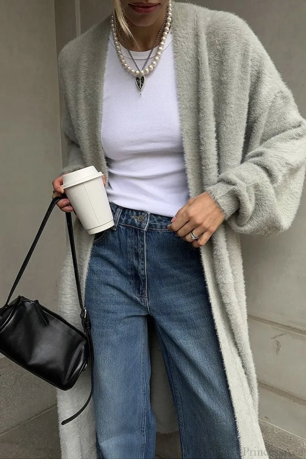 Faux Mink Fur Knit Plush Relaxed Longline Overcoat image 7