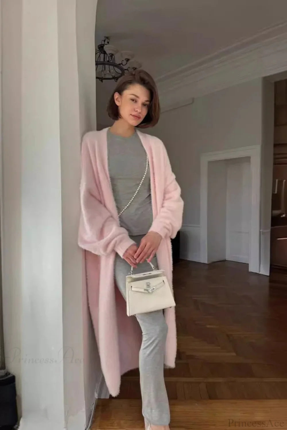 Faux Mink Fur Knit Plush Relaxed Longline Overcoat image 9