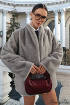 Faux Mink Long Sleeve Loose Mid Length Coat image 2