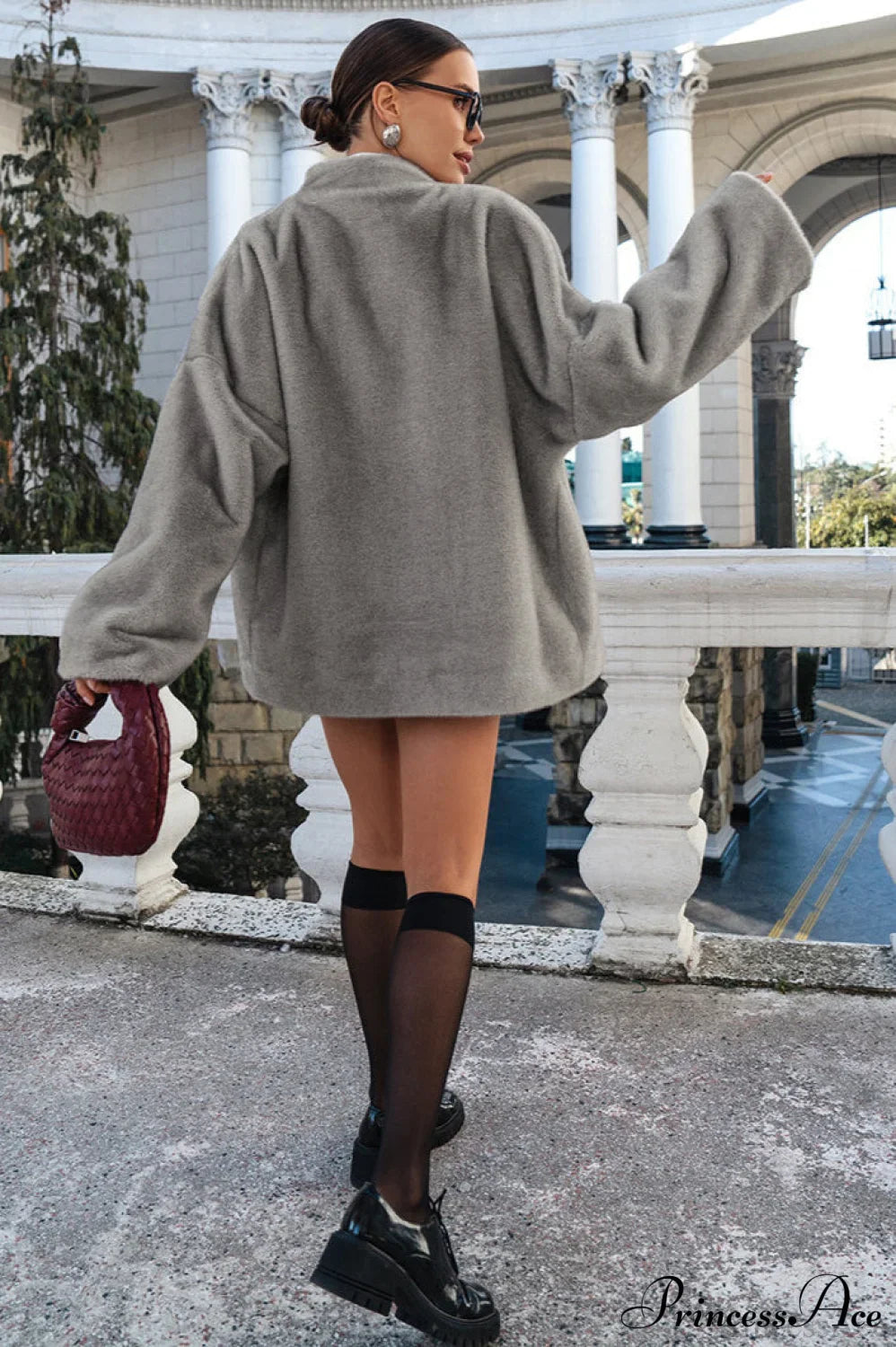 Faux Mink Long Sleeve Loose Mid Length Coat image 4