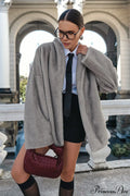 Faux Mink Long Sleeve Loose Mid Length Coat image 1