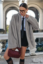 Faux Mink Long Sleeve Loose Mid Length Coat image 1