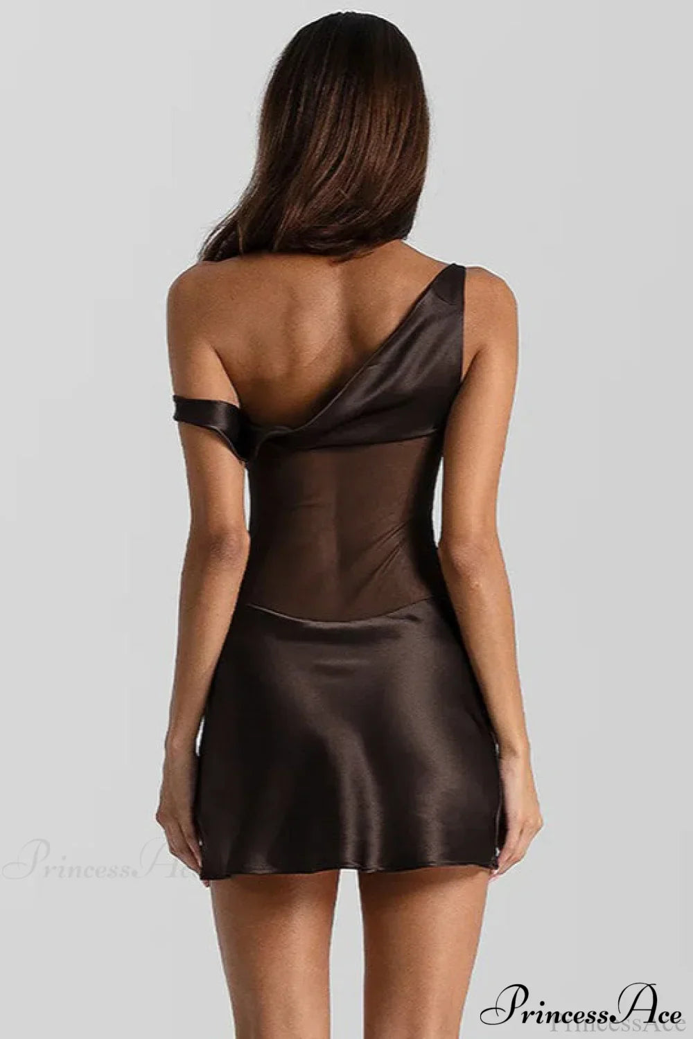 Faux Silk One-Shoulder Tulle Paneled Party Dress image 6
